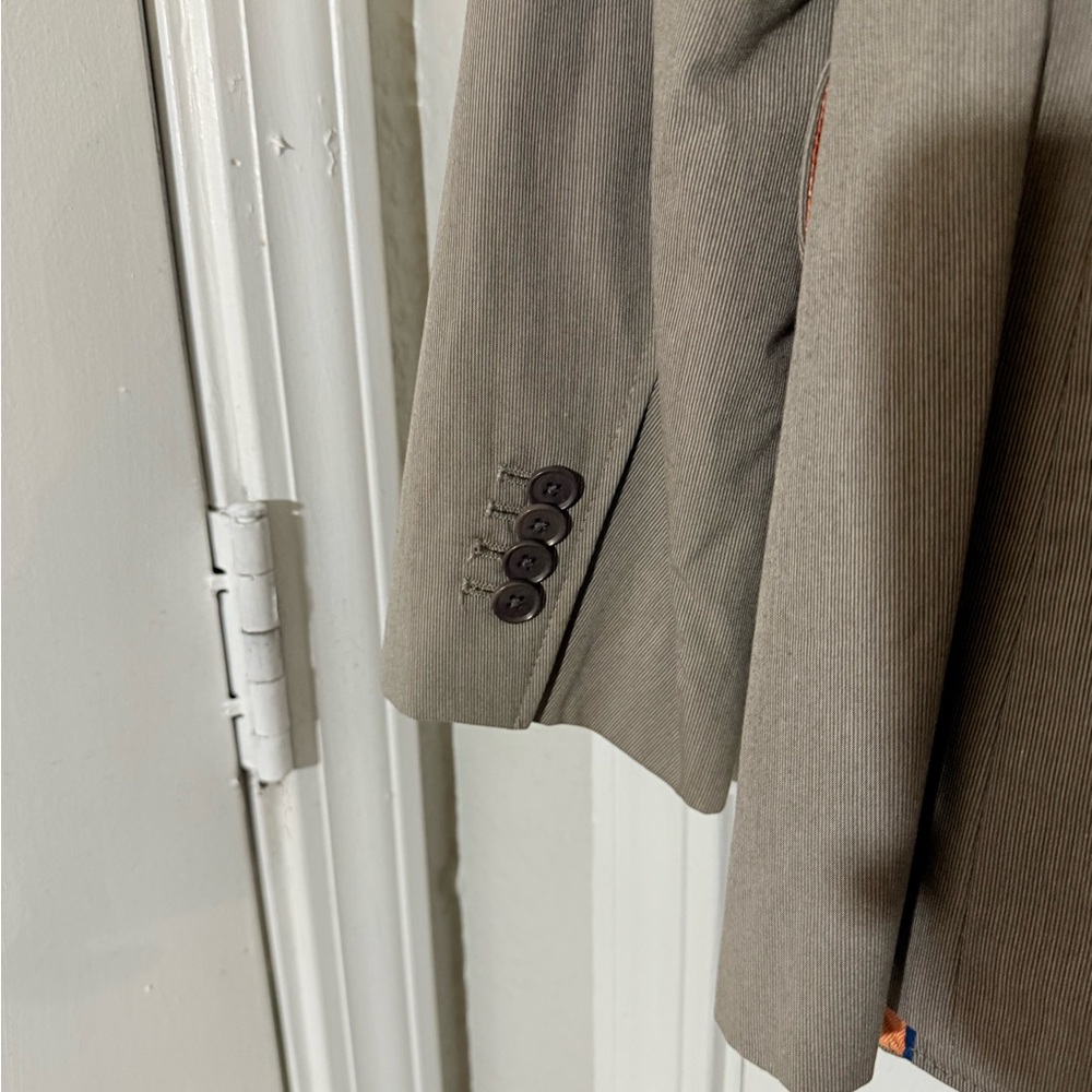 Banana Republic Tailored Fit Sport Blazer Men's Beige Blazer Orange Lining 42R - Picture 11 of 11